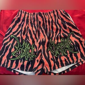 Kill Crew Zebra Print Shorts with Neon Green Accents